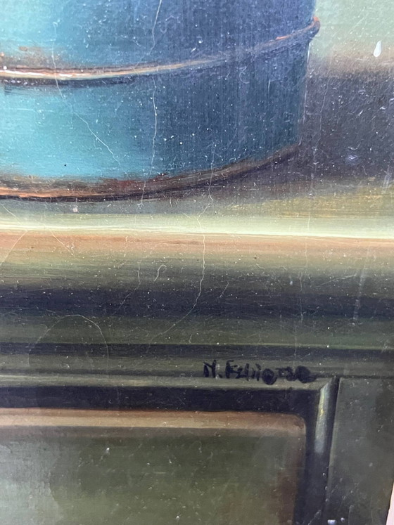 Still life with flowers. signature. in a beautiful, expensive setting. – Paintings & Drawings, Canvas (photo 6 of 8)