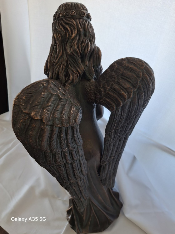 Image 1 of Angelo in bronzo di alta qualità "Amena" Elegante statua da giardino Oggetto decorativo (60 cm, 11 kg)