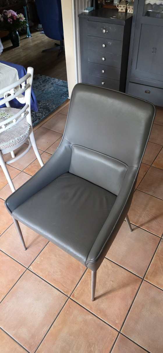 6 Movani Sedie da pranzo Pelle Grigia – Leather, Metal (photo 5 of 5)