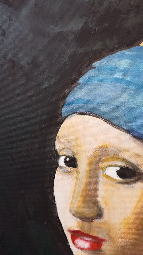 Image 1 of T. van Steenbergen "girl with pearl" 40 x 50 cm