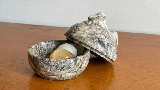 Image 1 of Vintage Marble Hen with Eggs Sculpture