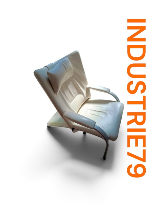 WK Wohnen Vintage Art Deco Retro – verstelbare relaxstoel, Aluminium, Leather