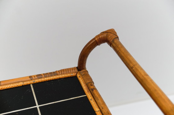 Image 1 of Serveerwagen van bamboe en rotan, Italië, jaren 50