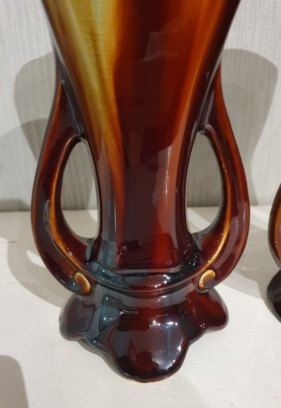 Belgian Art Deco Vases (Thulin), Glazed Earthenware, Ceramic, Multi Color (photo 5 of 9)