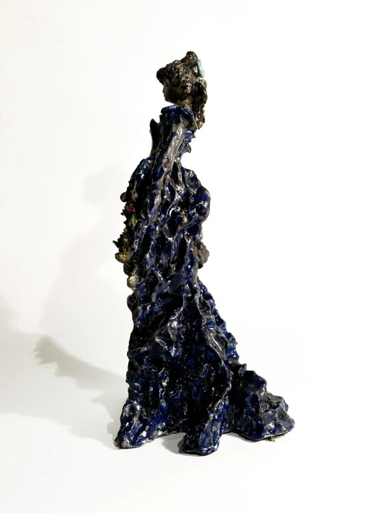 1930s French-Inspired Glazed Terracotta Lady Sculpture (photo 13 of 14)