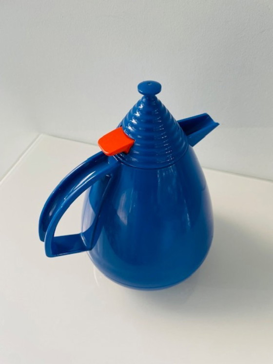 Image 1 of Bouteille isotherme vintage Leifheit Vivatherm bleue Memphis