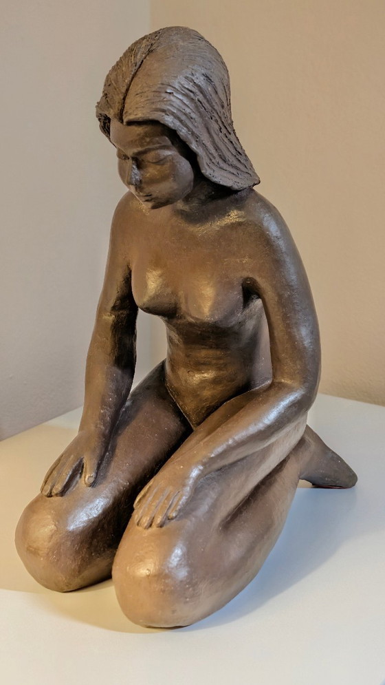 Handmade artist or studio ceramic, ceramic figure, approx. 25 cm, marked 84 – Sculpture (photo 6 of 9)