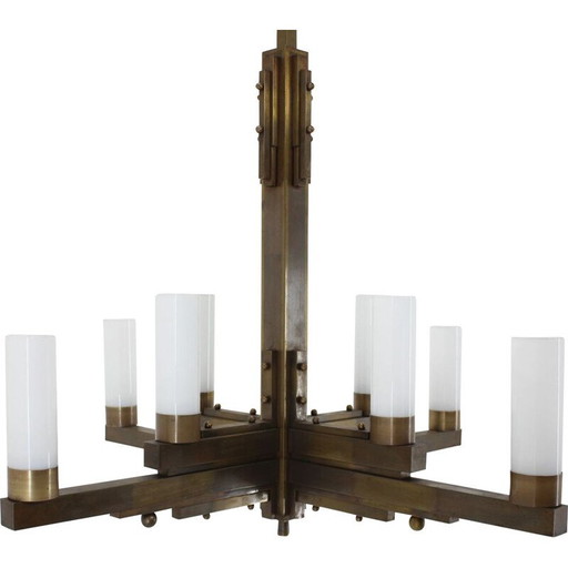 Grande lampada da soffitto vintage, semplice e chiara, di Bauhaus, 1930