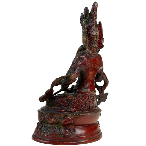 Tibetische Vajrasattva Bronze Himalaya Zweifarbige Patina Statue 22 cm – Bildhauerei (photo 7 of 10)