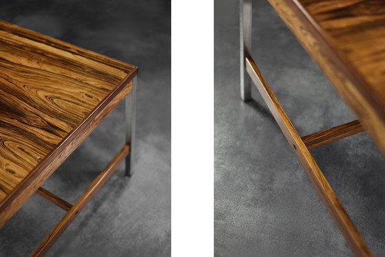 Image 1 of Tavolino da caffè grande vintage Mid-Century moderno in palissandro e alluminio di HMB Möbler Rörvik, Svezia, anni &#39;60