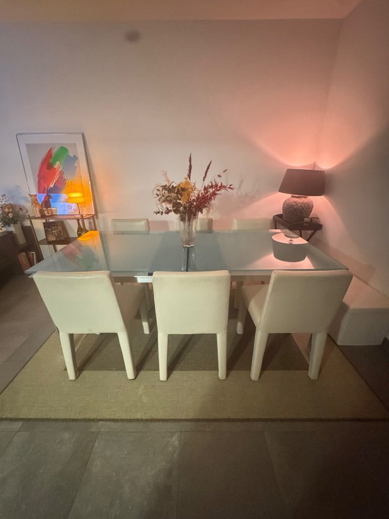 Image 1 of 6x B&B Italia Vol Au Vent design stoelen, Mario Bellini, wit leer