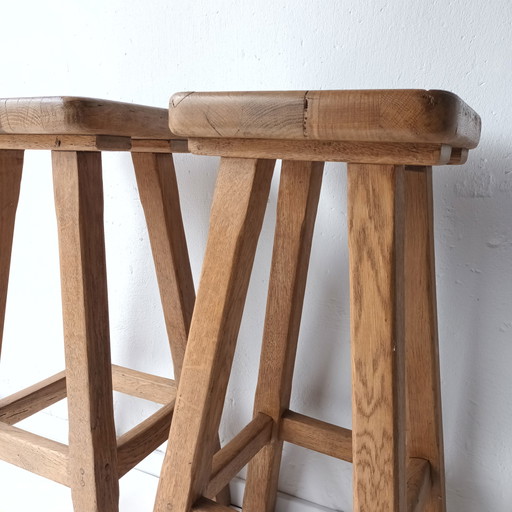 2 x tabourets de bar vintage en bois