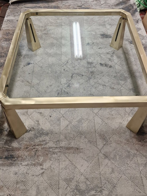 Brass en glass coffe table by Peter Ghyczy 
