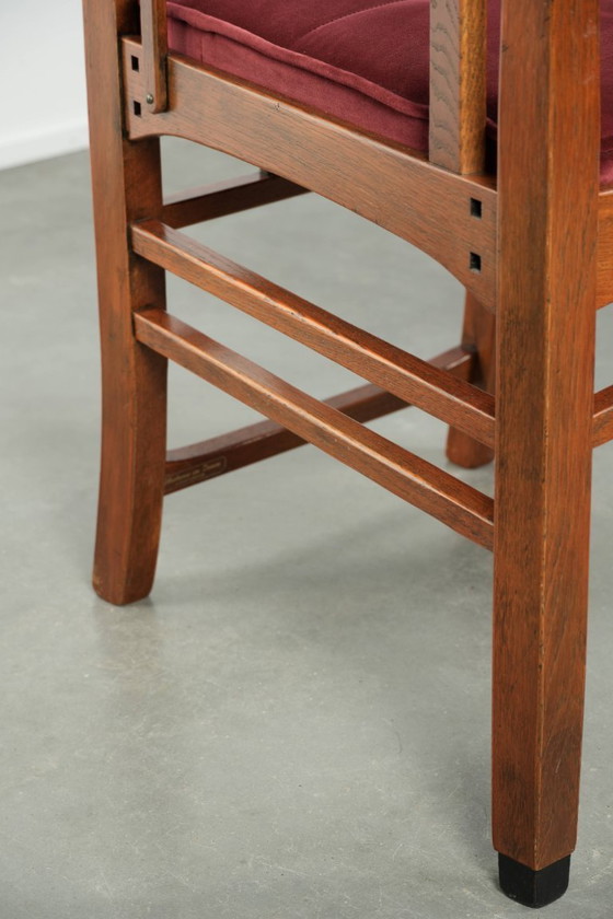 Image 1 of Art Nouveau/ Jugendstil design Schuitema dining chair/occasional chair with luxurious red fabric upholstery