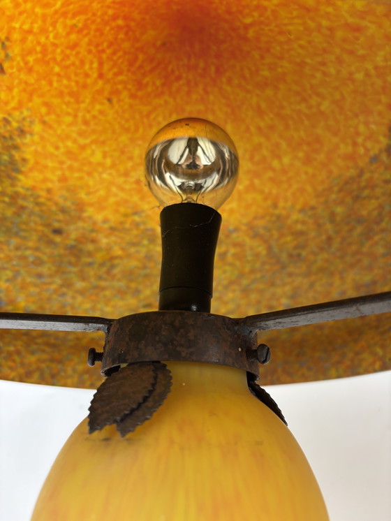 Image 1 of Lampada francese Art nouveau Mushroom pate de verre