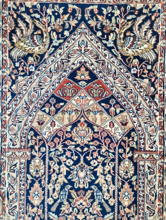 Image 1 of Handgeknüpfter orientalischer Wollteppich „Paradies“, blau-floral, 94 x 160 cm