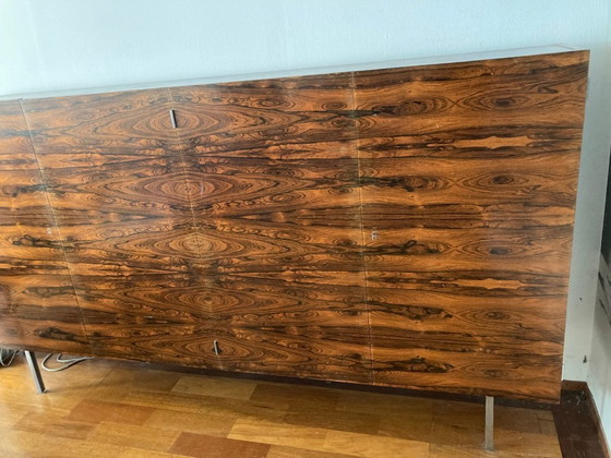 Image 1 of Armario de pared de madera de palisandro con base de acero de Bornhold.