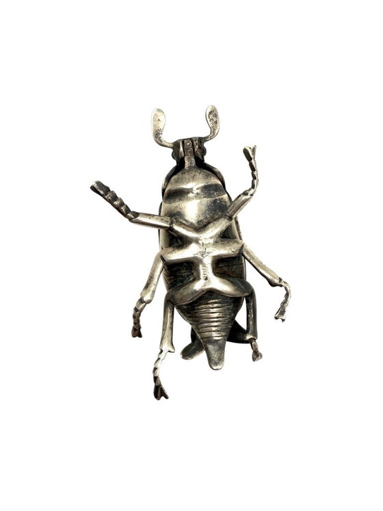 Image 1 of Cendrier/boîte en argent en forme d'insecte, France années 1950