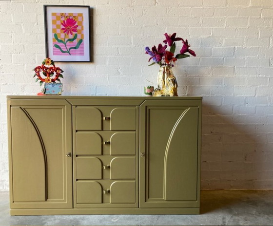 Image 1 of Buffet postmoderne des années 1970 aux lignes Art déco (restylé)