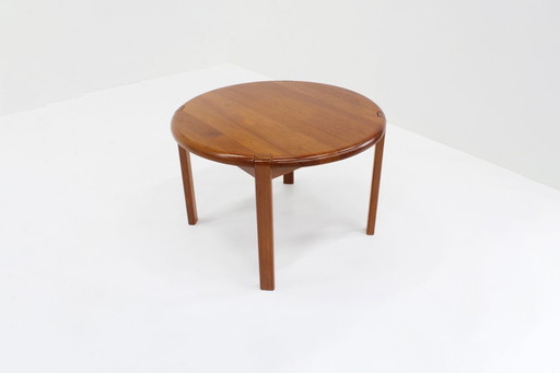 Vintage Danish Round Extendable Dining Table Teak