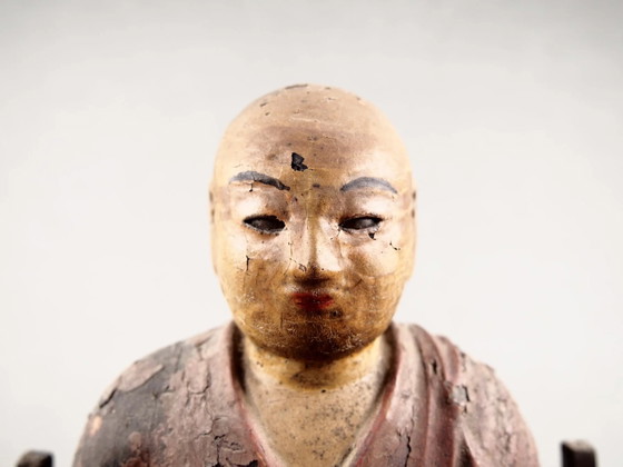 Antique Kobo Daishi Statue in Zushi Shrine – Japan Edo Period Buddha – Sculpture, Wood (photo 12 of 40)
