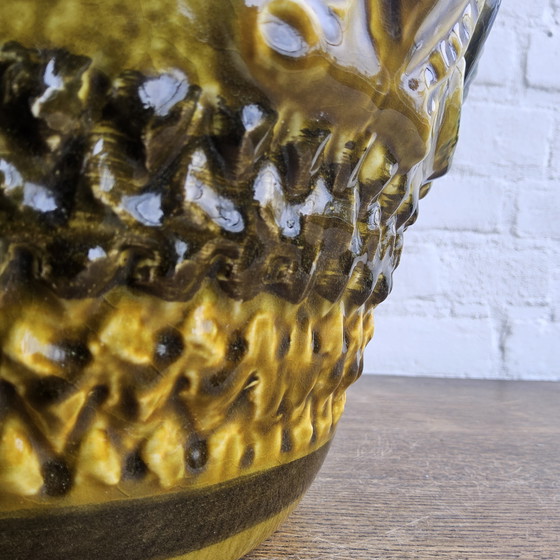 Image 1 of Vintage Ceramic XXL West Germany Vase (Bay) Mustard Colour / West Germany Vase Mustard Colour