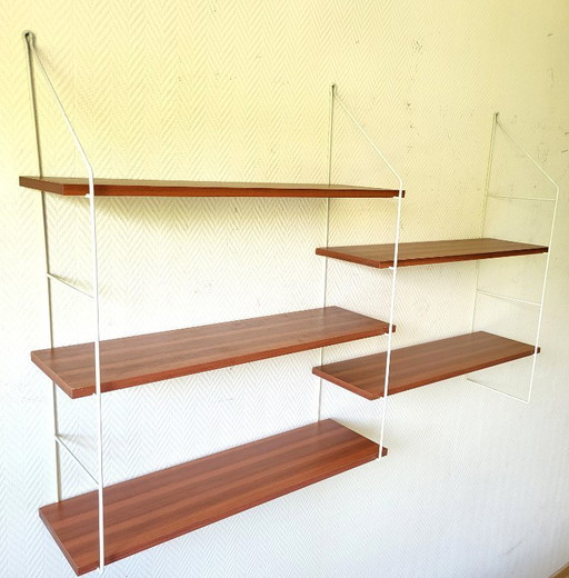 70s' Vintage String teak double shelf