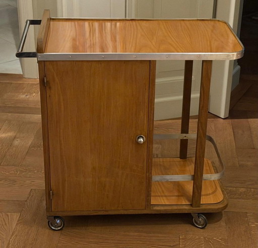 Originele Franse Vintage Drankentrolley/Barwagen (Jaren 50-60)-Met ETF Paris Wieltjes – drankenkasten, Plastic, Wood