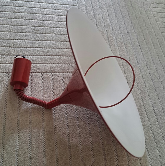 Vintage Rode Trekpendel Jaren 70 | Semi Style | Space Age Ø 46 cm – Hanglampen, Metal, Plastic (photo 8 of 12)
