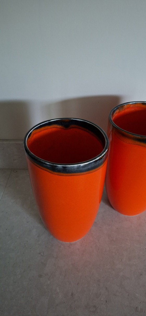 Mid-Century Space Age Vases Orange/Black – Fat Lava Style – Ceramic (photo 5 of 7)