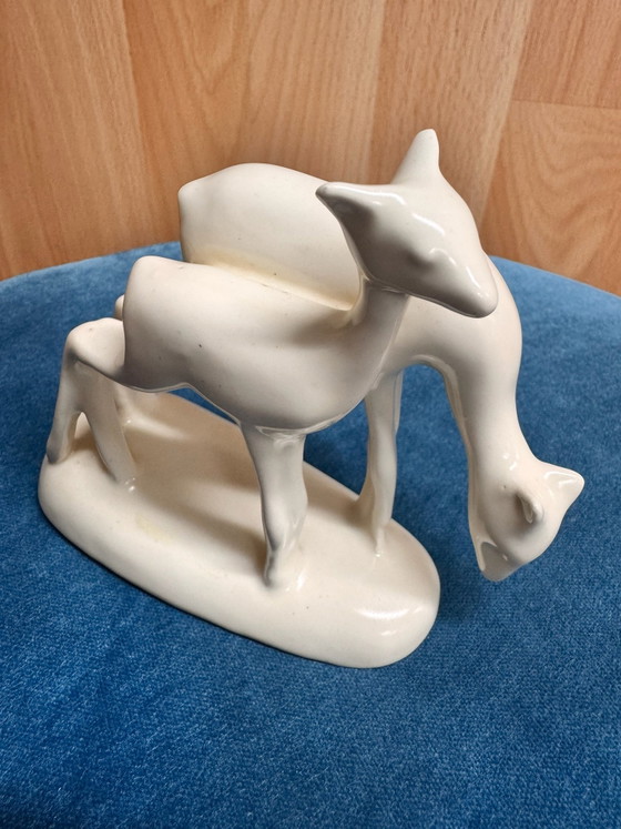 Deer Sculpture, Koninklijke Plateelbakkerij Zuid-Holland, Ceramic, Creme (photo 4 of 6)