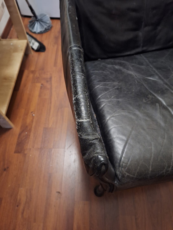 Image 1 of Montis Chaplin design fauteuil, zwart leer vintage / project