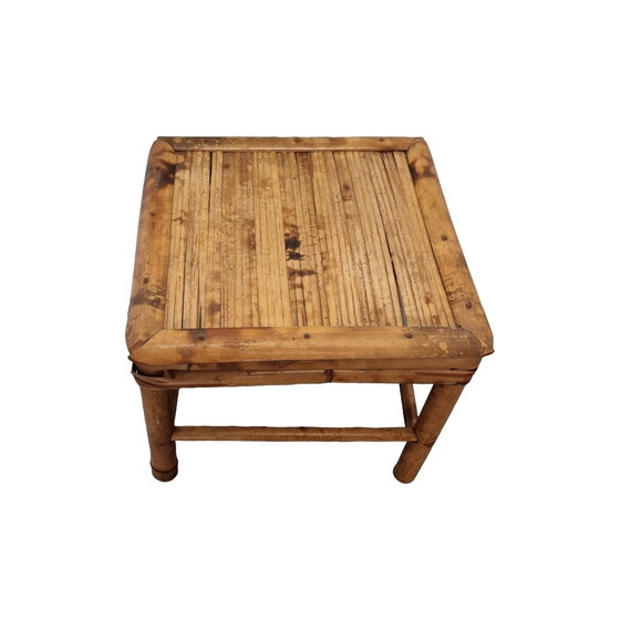 Image 1 of Table à plantes vintage en bambou et écaille de tortue, milieu du 20e siècle