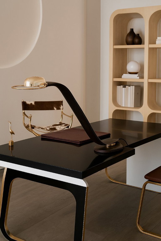 Lampe Cobra cuir par Traso Milano 1988