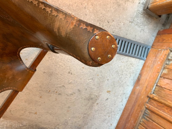Handwerklicher Lederstuhl aus den 70ern. – Verstellbarer relaxsessel, Metall, Mid Century Modern (photo 5 of 10)