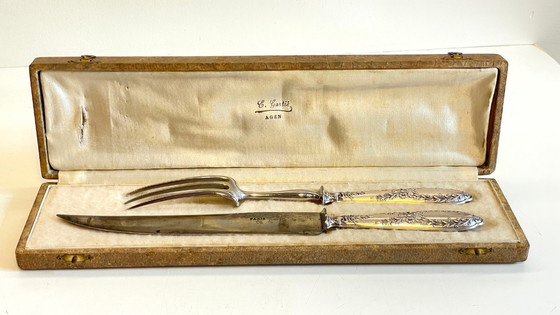 Image 1 of Silver-plated cutlery set with Minerva helmet, Paris