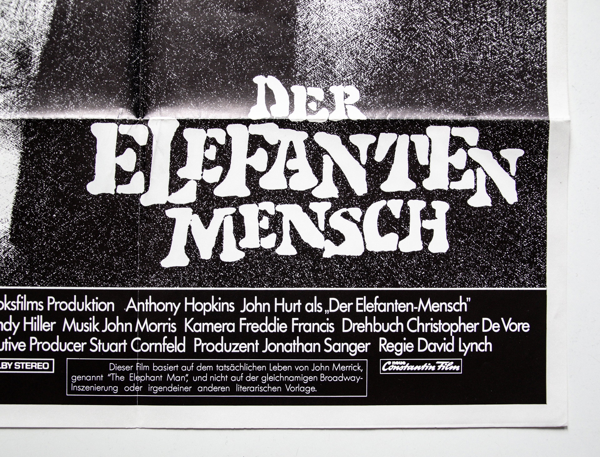 Original German movie poster The Elephant Man by David Lynch