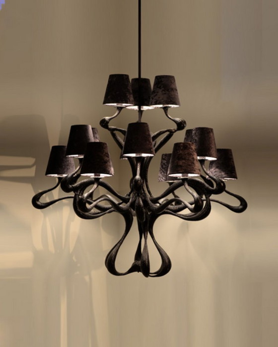 Image 1 of Jacco Maris ODE 1647 15 lumières Ø110cm cuivre noir + abat-jour taupe