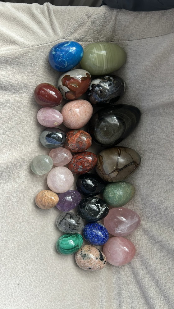 Image 1 of Set of 25 stone eggs in different colors