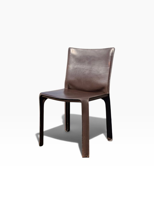Sedia CAB 412 di Mario Bellini per Cassina, pelle sella marrone