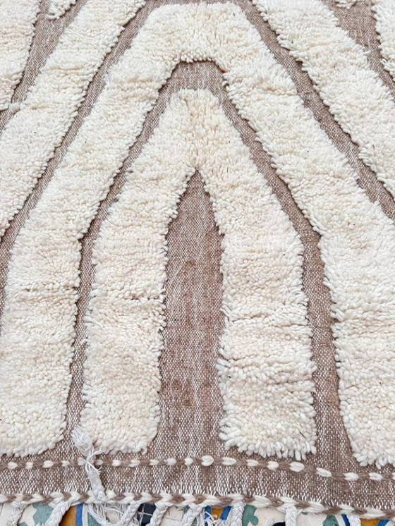 Image 1 of Alfombra marroquí color blanco roto con motivos geométricos, 180 cm x 280 cm