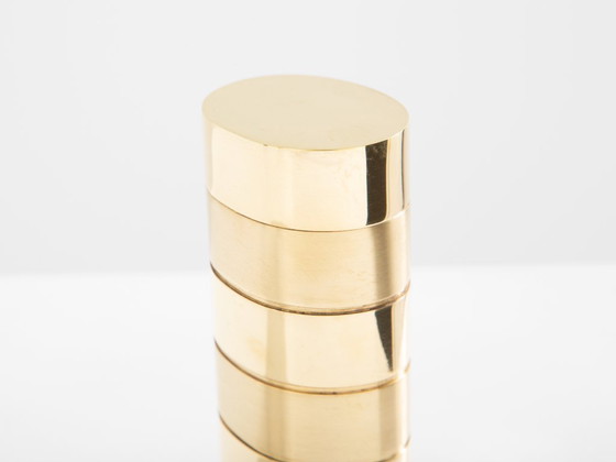 Image 1 of Gabriella Crespi brushed and polished brass box signed 1970  
