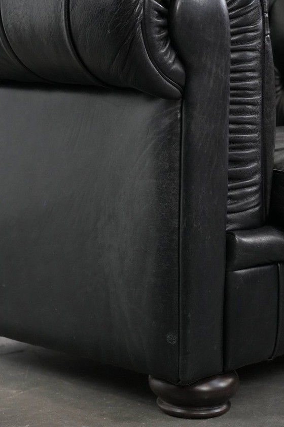 Image 1 of Schwarzer Chesterfield-Sessel aus Rindsleder
