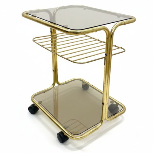 Retro Chromed Serving Table on Wheels, 1970s, Czechoslovakia