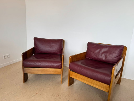 Fauteuils en cuir italien vintage - 1970