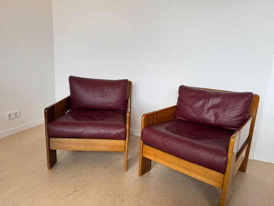 Image 1 of Vintage Italian Leather Armchairs - 1970s