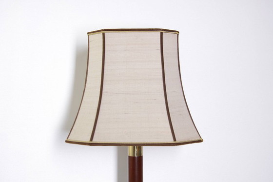 Image 1 of Lamp Tafellamp messing hout 77cm jaren 1980 vintage