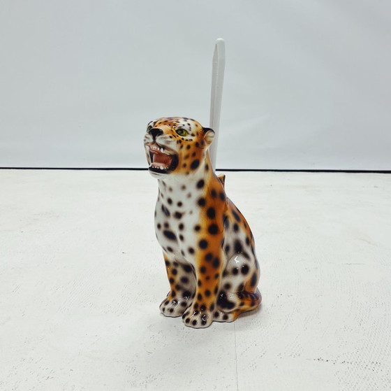 Image 1 of Leopard Ceramic Toilet Brush Holder