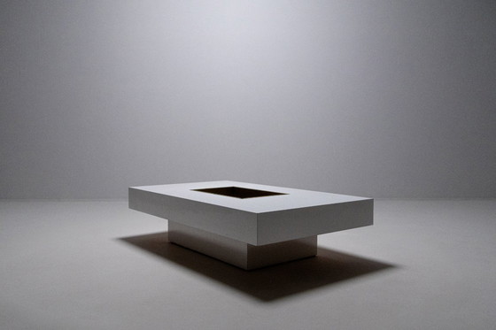 Image 1 of Couchtisch mit integrierter Messingbar von Willy Rizzo, Italien, 1970er Jahre