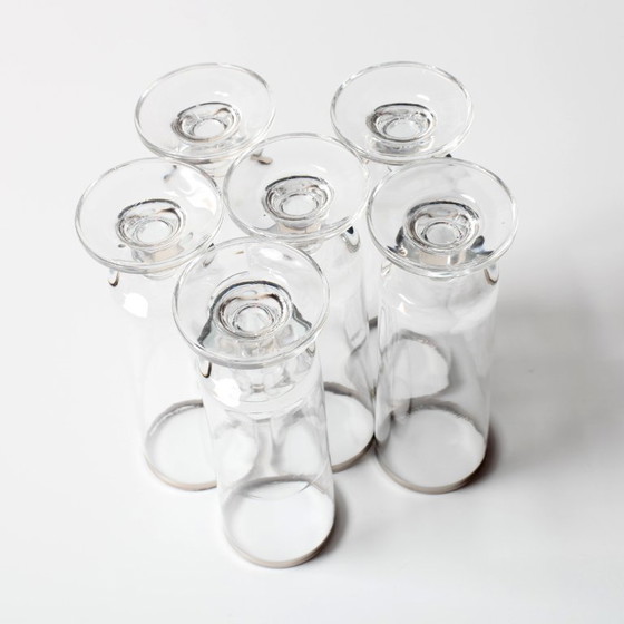 Image 1 of Set van 6 vintage Italiaanse heldere wijnglazen met zilveren rand, mid-century stijl / jaren 1950